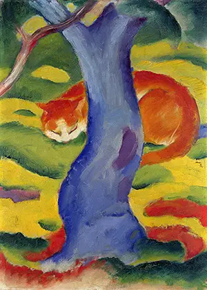 Katze hinter einem Baum Franz Marc